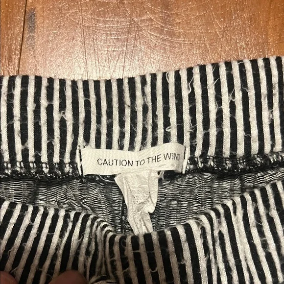 Caution To The Wind Black and White Striped Joggers - Picture 2 of 3